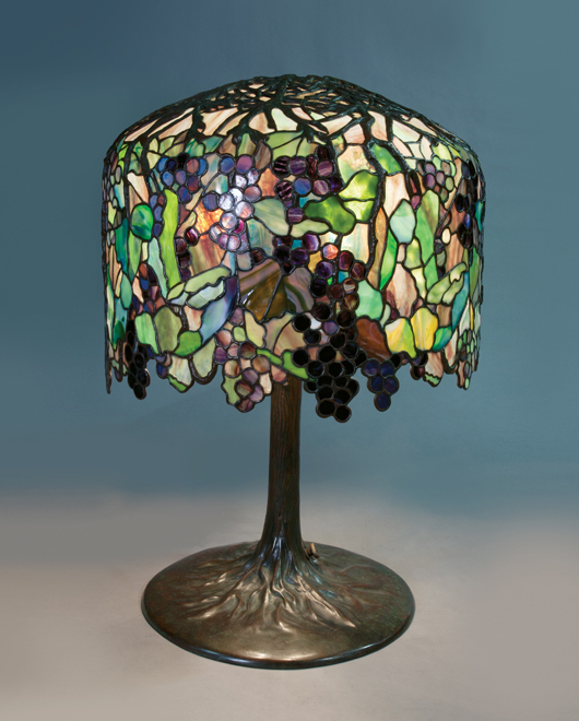 Tiffany Studios 'Grape' table lamp to be offered in Michaan's Nov. 17 auction with a $900,000-$1,200,000 estimate. Image courtesy of Michaan's.