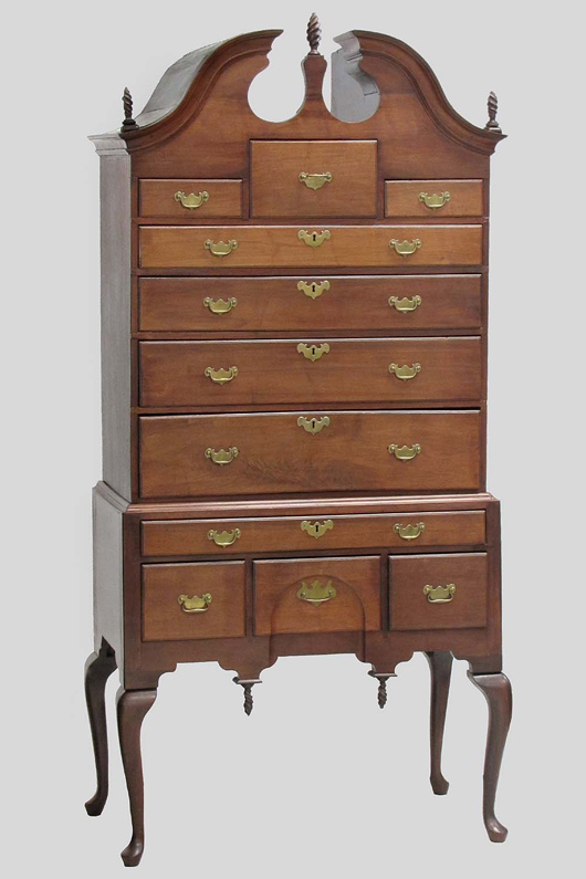 Pennsylvania Queen Anne highboy, circa 1760. William Jenack Estate Appraisers and Auctioneers image.