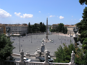 Piazza del Popolo, Rome, Italy, where the wall collapsed. This file is licensed under the Creative Commons Attribution 2.0 Generic license. 