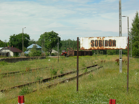 The end of the railroad line at Sobibor, the notorious Nazi German 'extermination' camp located on the outskirts of Sobibor, occupied Poland. Photo by Jacques Lahitte, 2007, licensed under the Creative Commons Attribution 3.0 Unported license.