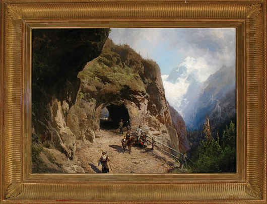 Hermann Herzog (American/German, 1832-1932), ‘Voringfoss,’ oil on canvas, signed, 22 x 31 inches. Estimate: $10,000-$15,000. Neal Auction Co. image. 