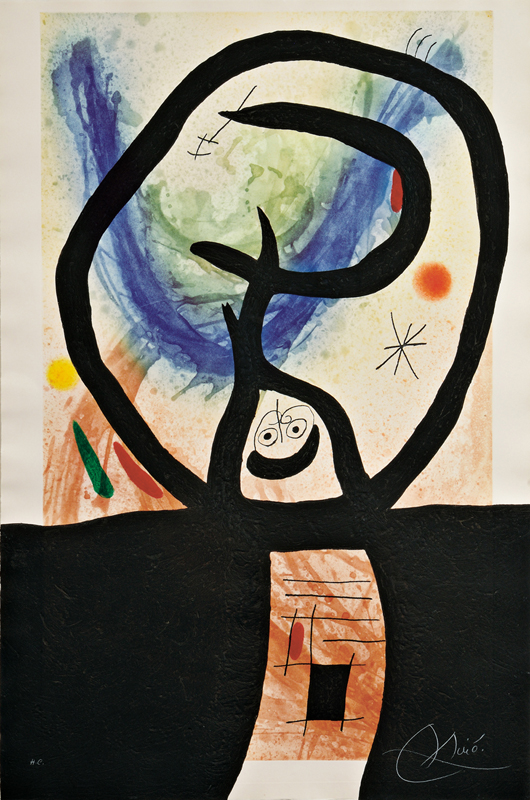 Joan Miró (Spanish, 1893-1983), ‘La Fronde,’ 1969, color etching with aquatint and carborundum on paper, sheet size 41 3/4 x 27 1/2 inches. Estimate: $20,000-$30,000. Skinner Inc. image.