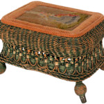 Heywood-Wakefield Co. made this wicker stool at the end of the 1890s. It is 9 3/4 by 14 1/2 by 11 1/2 inches. It matches other wicker furniture the company made. The stool sold for $48 at a Gray's Auctioneers sale in Cleveland.