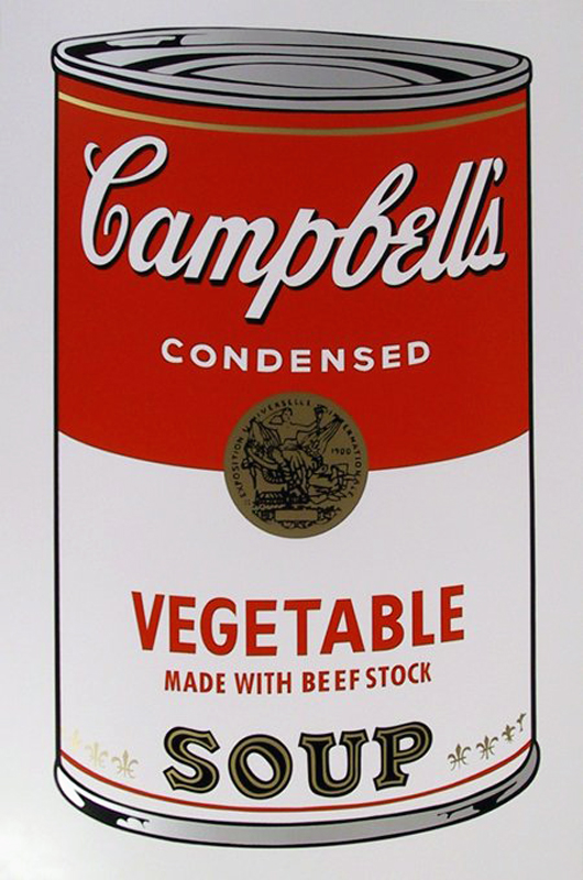 Serigraph of an Andy Warhol soup can painting. Image courtesy LiveAuctioneers.com Archive and RoGallery.