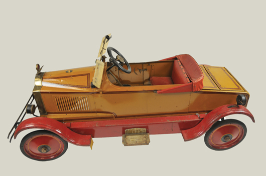 Circa-1925 Gendron Pioneer Line Packard pedal car, est. $10,000-$15,000. Bertoia Auctions image.