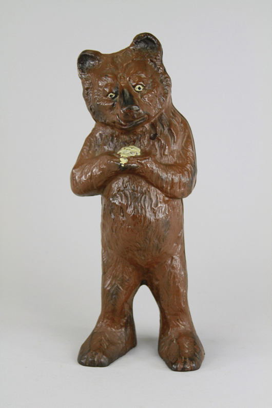 Large Bear with Honey doorstop, 15 inches tall, est. $4,000-$6,000. Bertoia Auctions image.