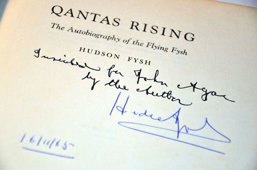 Many of the books are signed by Fysh and contain his bookplate. Sydney Rare Book Auctions image.