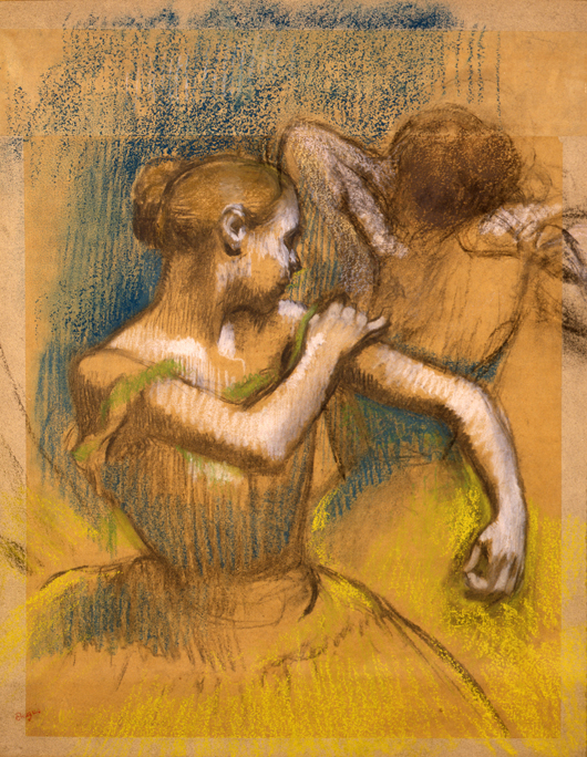 The Currier’s own Degas (accession # 1973.01): 'Dancers,' c. 1890 by Edgar Degas, pastel on tan and tracing paper mounted on gray paper. Currier Museum of Art image.