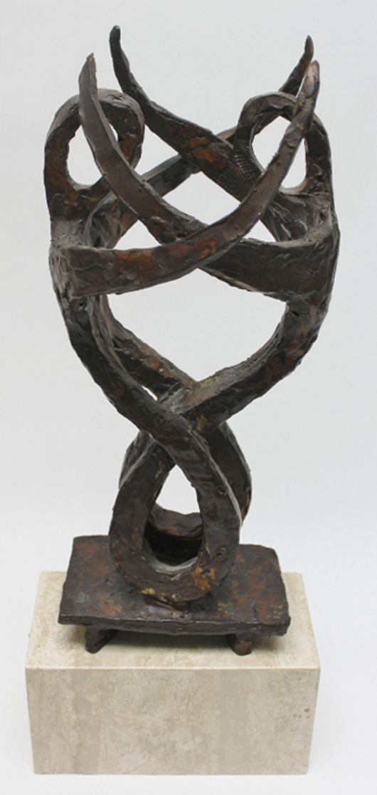Peter Lipman-Wulf Brutalist Broze Entwined Figure. M.G. Neely Auction Gallery image.