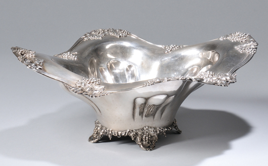 J.E. Caldwell & Co. footed sterling silver serving bowl, 5 3/4 x 14 x 12 3/8 inches, approximately 30.5 troy ounces. Estimate: $600-$800. Skinner Inc. image.