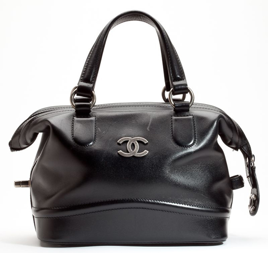 Chanel black leather tote bag. Image courtesy Leland Little Auction & Estate Sales Ltd.