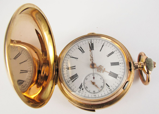 18K gold Audemars pocket watch. Shelley's Auction Gallery image. 