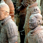 Detail of Chinese terracotta warrior figures, Xi'an China. Photo by Peter Morgan, 2005, licensed under the Creative Commons Attribution 2.0 Generic license.