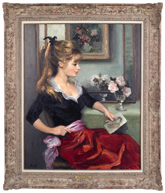 A beautiful portrait of the artist’s wife titled ‘A Quiet Moment’ by Marcel Dyf (French 1899-1985). Estimate: $20,000-$30,000. Pook & Pook Inc. image.