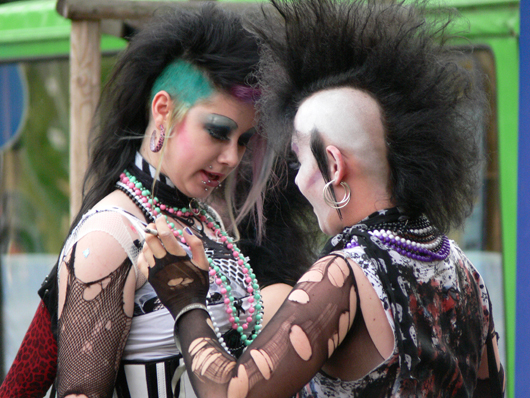Punk fashion of the 1970s has endured for more than three decades, as seen in this photo of two Goths at the Wave Gotik Treffen in Leipzig, Germany, May 26, 2007. Photo by Grant Mitchell, licensed under the Creative Commons Attribution 2.0 Generic license.