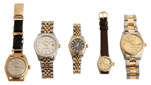 The auction will feature a fine selection of handsome Rolex wristwatches. Crescent City Auction Gallery image.