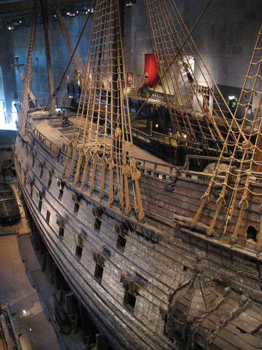 The portside view of the warship Vasa. Image courtesy Wikipedia Commons.