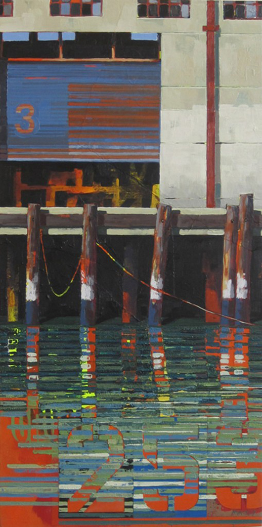Top lot in the Art for AIDS 2012 auction was 'Pier Module #16,' a collage, acrylic and oil on wood by Catherine Mackey, which sold for $3,600. Proceeds from the event will support HIV/AIDS services at UCSF Alliance Health Project. Photo courtesy of Art for AIDS.