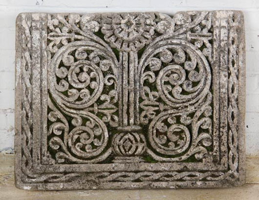 Mughal carved stone relief (1526-1757). Estimate $300-$600. Material Culture image.