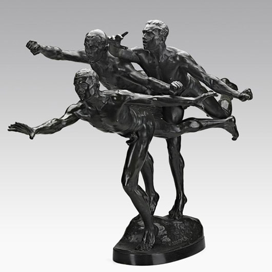 Alfred Boucher figural bronze sculpture, ‘Au But’: $20,000. Rago Arts and Auction Center image.