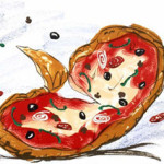 'Pizza Pallette,' by Claes Oldenburg, lithograph, 1996. Image courtesy LiveAuctioneers.com and Wittlin & Serfer Auctioneers.