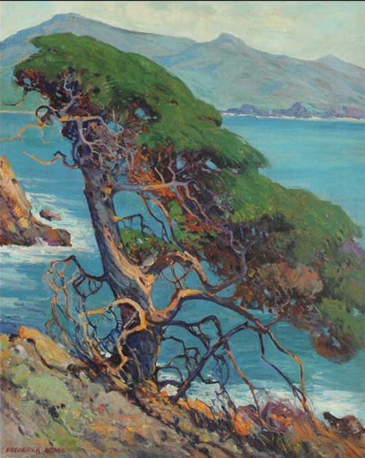 Frederick William Becker (American 1888-1974), ‘Cypress Tress,’ oil on canvas, 30 x 24 inches. Estimate: $2,000-$4,000. Michaan’s Auctions Inc.