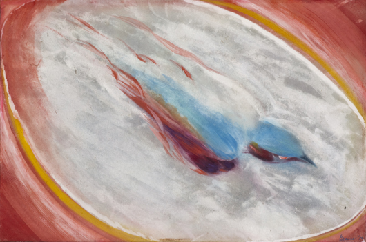‘Spirit Bird,’ circa 1956, Morris Graves, Tempera on paper, overall: 11 3/4 x 17 1/2 inches.  Modern Art Museum of Fort Worth, Gift of the William E. Scott Foundation.