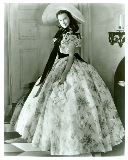 Signed publicity photo of Vivien Leigh in the role of Scarlett O'Hara in the 1939 film 'Gone with the Wind.' Image courtesy of LiveAuctioneers.com Archive and Signature House.