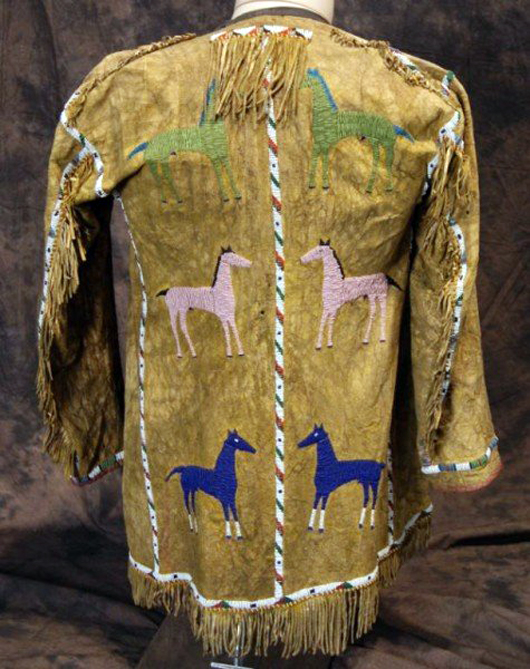 Historic beaded jacket that belonged to Crazy Horse, war leader of the Oglala Lakota. Provenance: private Texas collection. Est. $8,000-$12,000. Image courtesy of LiveAuctioneers.com and California Auctioneers.