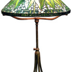 Tiffany Arrowroot lamp with confetti glass. Red Baron's Private Reserve.