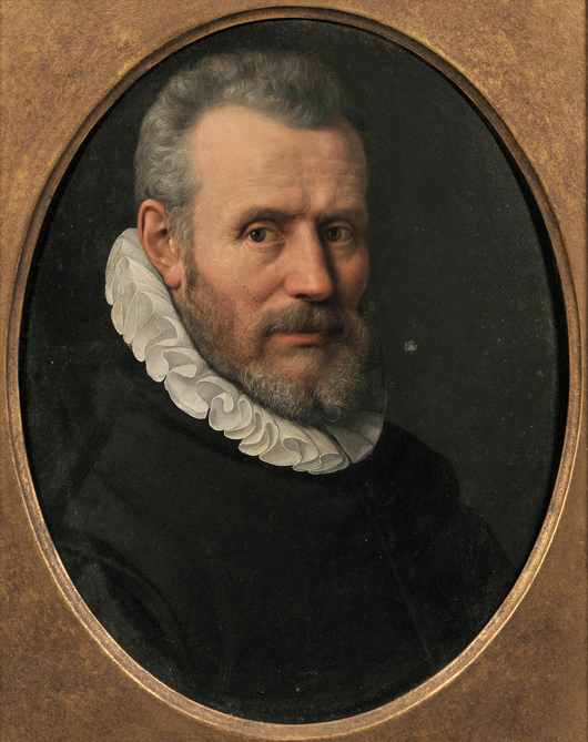 Continental School, 17th century, ‘Portrait of a Man in a Ruff,’ unsigned,  oil on oval panel, 19 1/8 x 14 1/2 inches, framed. Realized: $79,625.