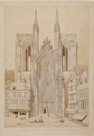 John Sell Cotman’s pencil and wash drawing of The South Porch of Rouen Cathedral, on display at Dulwich Picture Gallery’s forthcoming exhibition of Cotman’s watercolours of Normandy from 10 October to 13 January 2013. Image courtesy Dulwich Picture Gallery and Birmingham Museum and Art Gallery. 