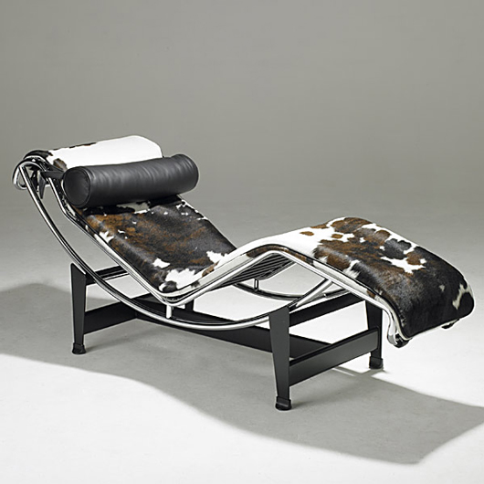 Le Corbusier for Cassina. Chrome, black steel and hide adjustable chaise lounge (no. LC4). Sold in Rago's Modern Auction, April 2010, lot 1011. Sale price: $2,318. Image courtesy Rago Arts and Auction Center.