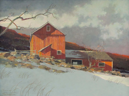 Eric Sloane oil on panel, ‘Connecticut Barn.’ William Jenack Estate Appraisers and Auctioneers image.
