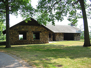 The Mini-Wakan State Park shelter house, shown here in an unfinished state, was restored rather than being pulled down, thanks in part to the efforts of the Spirit Lake Protective Association. The new design restored the structure, added a galley kitchen consistent with the building's original design, a picnic shelter, restrooms and a tent pad for large gatherings. Photo credit: Spirit Lake Protective Association, http://miniwakan.theslpa.org.