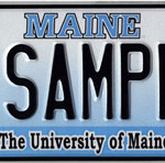 The Maine Crafts Association hopes a special license plate for arts and crafts can help generate funds for scholarships, similarly to the way in which the University of Maine black bear plate does. Photo credit: Maine Bureau of Motor Vehicles.
