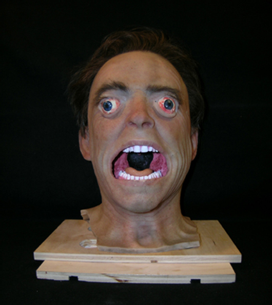 Mechanical ‘life mask’ from the 1990 classic ‘Total Recall,’ representing Arnold Schwarzenegger’s head almost exploding after being suddenly exposed to Mar’s deadly atmosphere. Premiere Props image.