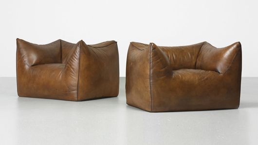 Mario Bellini, pair of Le Bambole chairs, 1972, $27,500. Wright image.