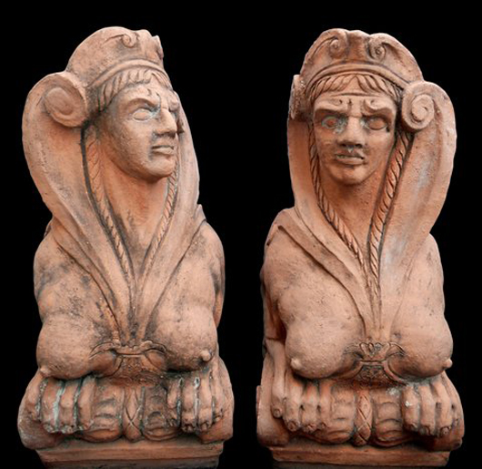 19th-century French terra-cotta Sphinxes. Image courtesy of Love At First Bid.