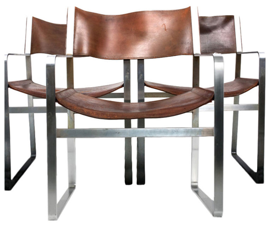 Stunning set of armchairs by the renowned designer Hans Wegner, from the rare JH-800 'Flat Steel Series.'