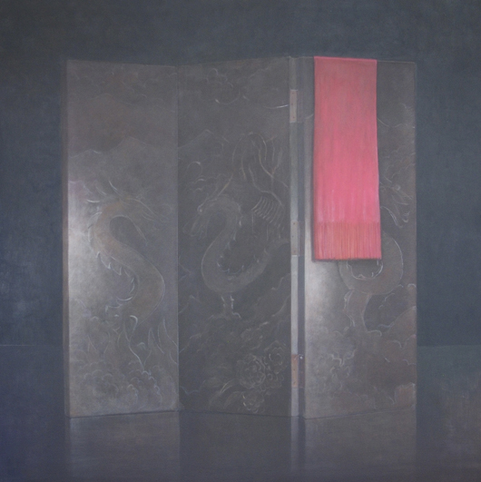 'Chinese dragon screen,' acrylic on canvas, 48 x 48 inches. 