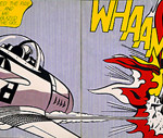 'Whaam!' by Roy Lichtenstein, 1963. Tate Modern. Fair use of low-resolution photo of historically significant artwork, used solely for informational and educational purposes. Sourced through Wikimedia Commons.