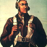 'Keep us flying. Buy War Bonds' color poster of a Tuskegee Airman (probably Lt. Robert W. Diez), 1943, artist unknown.