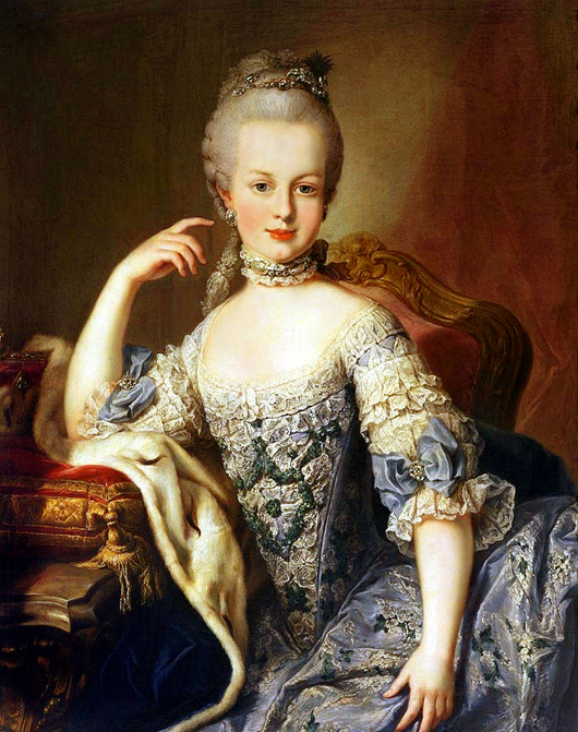 Martin van Meytens (Swedish/Austrian, 1695-1770), Portrait of Archduchess Maria Antonia of Austria (Maria Antoinette) at age 12. Collection of Schonbrunn Palace.