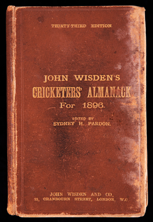 John Wisden's Cricketers' Almanack For 1896, original, from first year the title was published. Est. £8,000-£10,000. Graham Budd Auctions image.