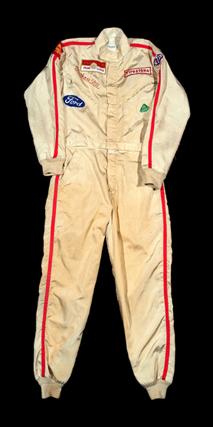 One of Graham Hill's 1969 Gold Leaf Team Lotus Formula 1 race suits. Est. £10,000-£15,000. Graham Budd Auctions image.