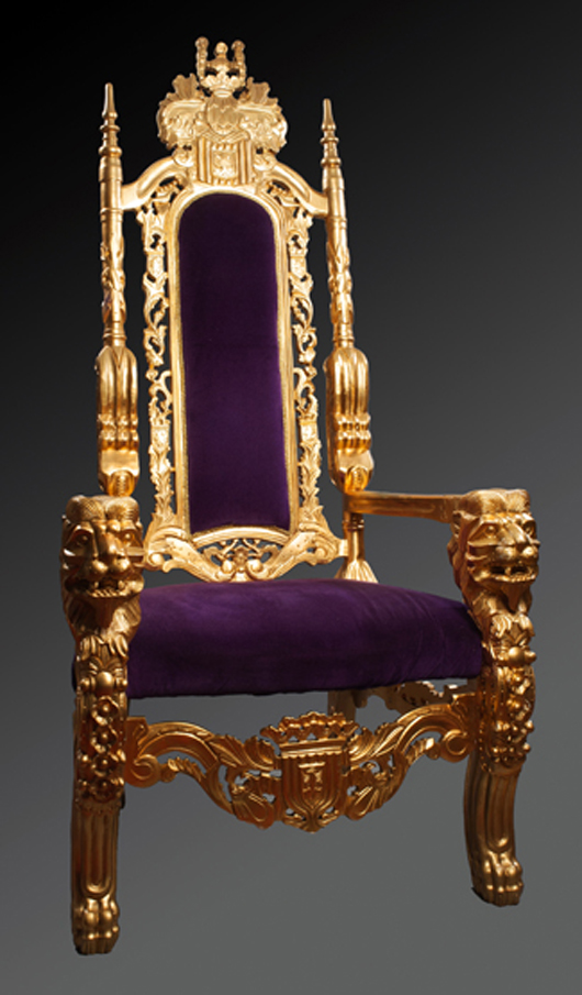 The Bradley Wiggins 2012 London Olympic Games cycling time trial Gold Medal Winner's Throne. Est. £10,000-£15,000. Graham Budd Auctions image.