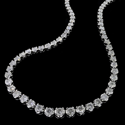 14K white gold tennis necklace with 26 carats of diamonds, est. $60,925-$121,850. Government Auction image.