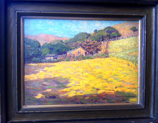Granville Redmond (Californian, 1871-1935) 'Sunny Stubblefield,' oil on canvas, est. $25,000-$30,000. Government Auction image.