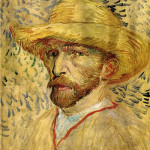 Vincent van Gogh, ' Self-Portrait with Straw Hat.' 1887, oil on canvas, 16 1/8 x 13 inches (41 x 33 cm); Van Gogh Museum Amsterdam (Vincent van Gogh Foundation); F: 469, JH: 1310.
